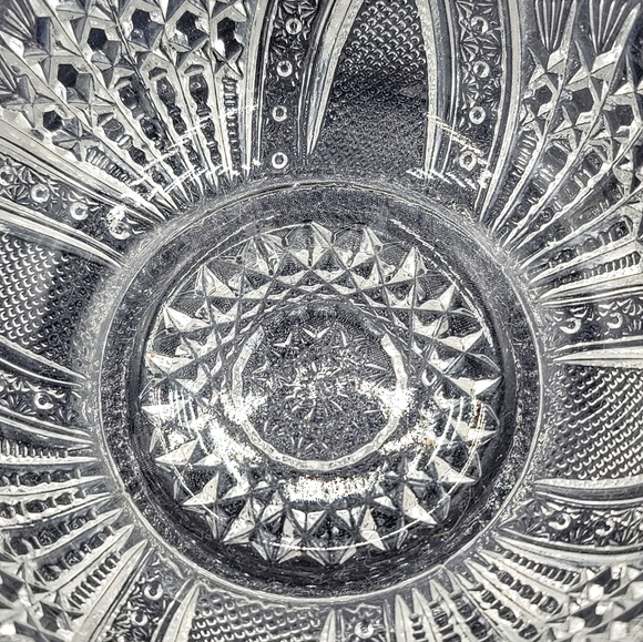 EAPG Hobstar Starburst Ribbon Sawtooth Ruffled Scalloped Sm Serving Bowl Antique - Picture 9 of 11